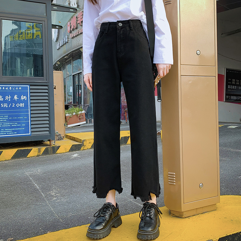 300斤特大码牛仔裤女装阔腿裤子