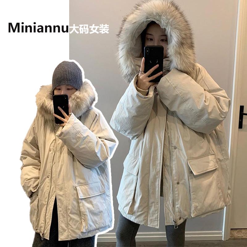 特大码女装韩系宽松保暖工装棉服