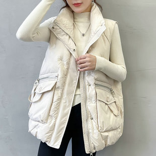 洋气马夹外套女 羽绒棉服马甲女2025春胖mm加厚时尚 300斤大码 女装
