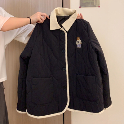 300斤大码女装黑色宽松百搭外套