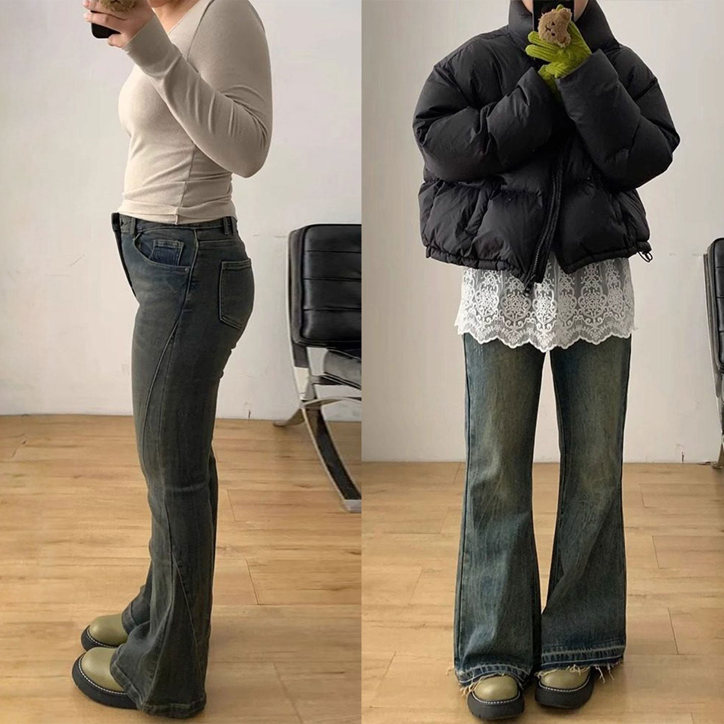 大码女装胖mm学生显瘦牛仔裤女秋冬韩版ins复古弹力百搭微喇裤子,女装/女士精品,大码裤装,淘宝优惠券,粉丝福利购,淘宝优惠卷