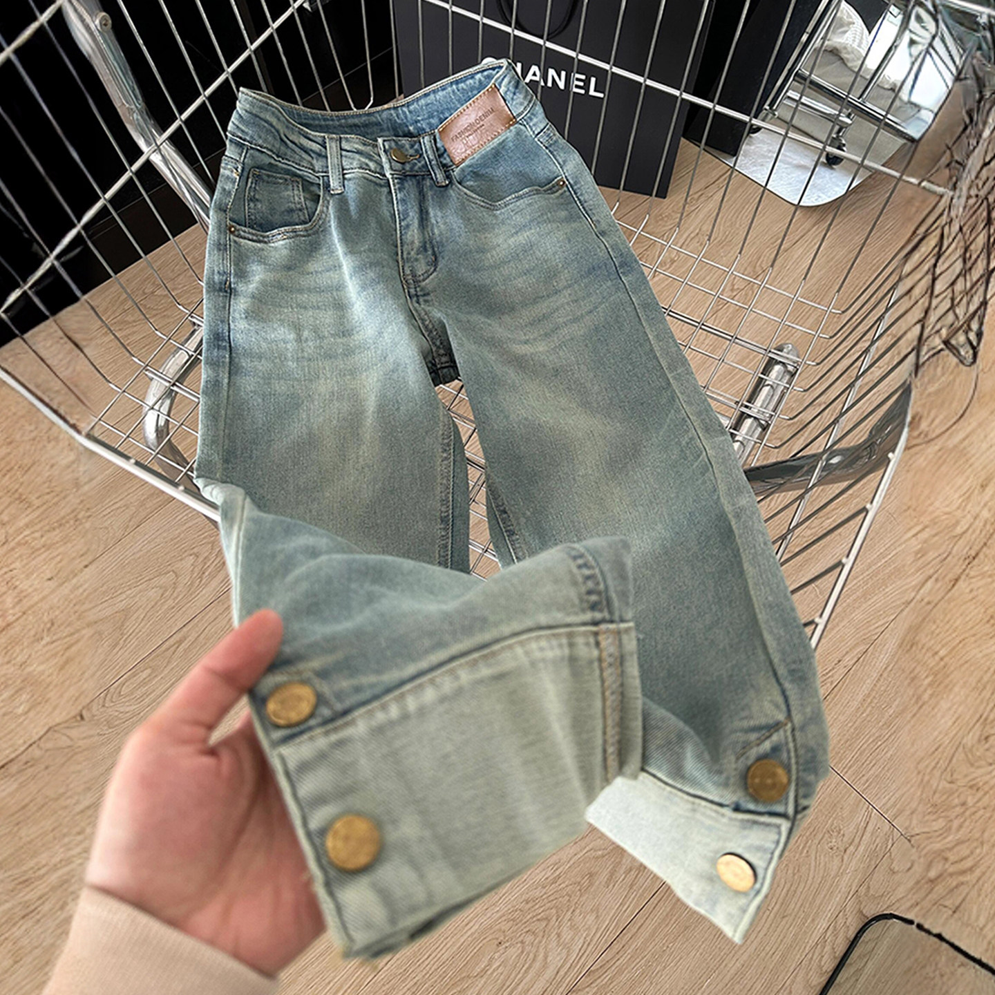 大码女装韩版复古蓝色牛仔裤女胖mm裤子宽松显瘦不贴腿九分烟管裤,女装/女士精品,大码裤装,淘宝优惠券,粉丝福利购,淘宝优惠卷