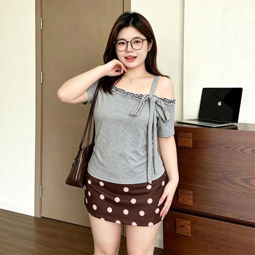 特大码女装甜美风减龄百搭短袖女