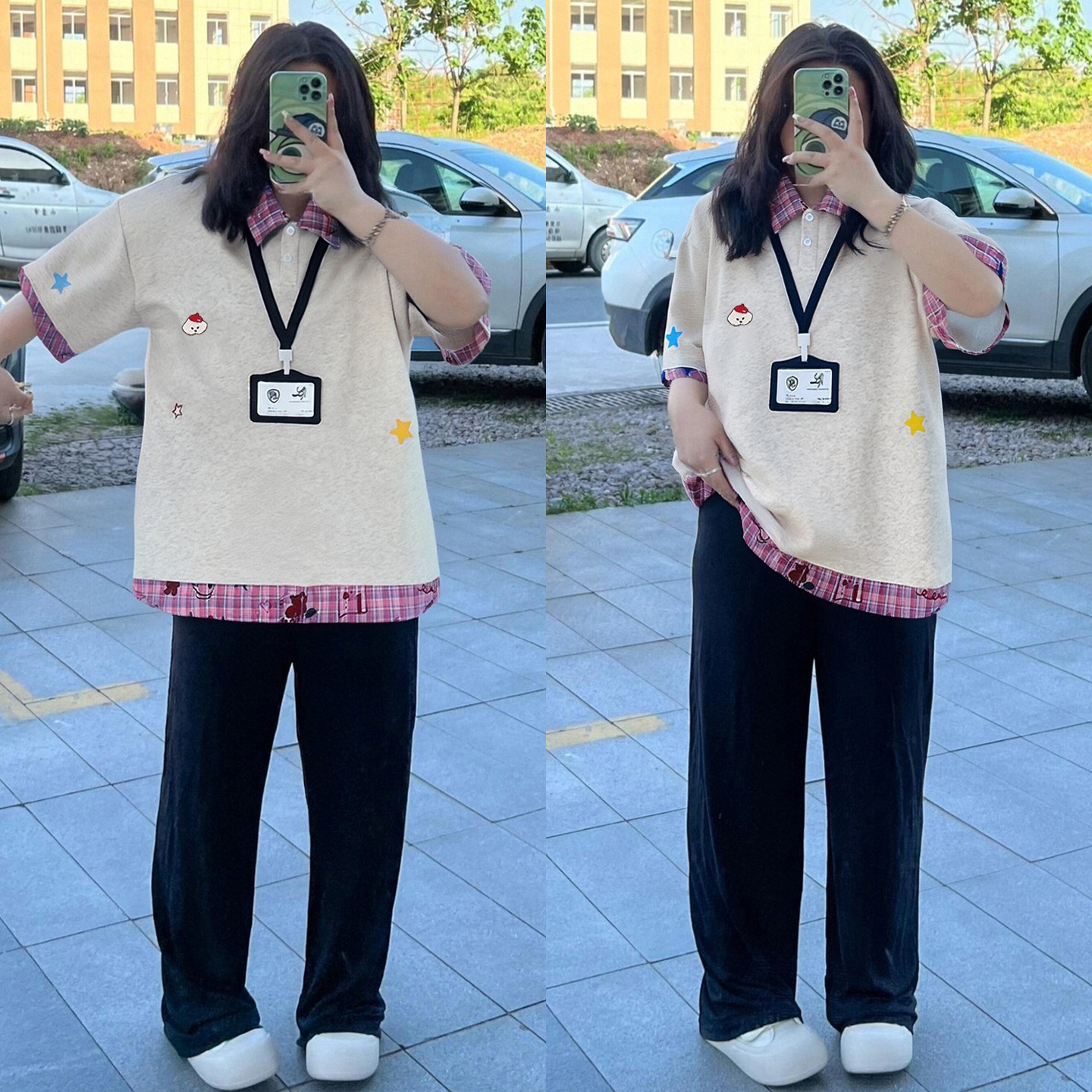 胖mm大码女装可爱小狗刺绣t恤女