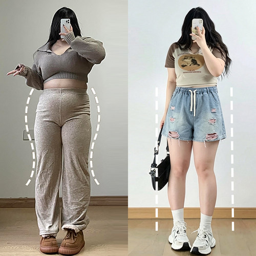 特大码胖mm松紧腰百搭显瘦短裤女