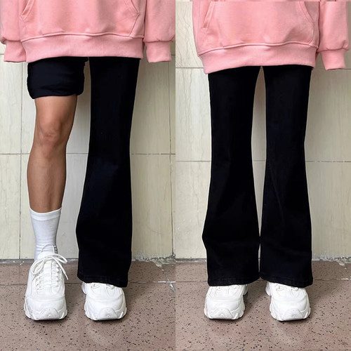 300斤特大码高腰显瘦微喇牛仔裤