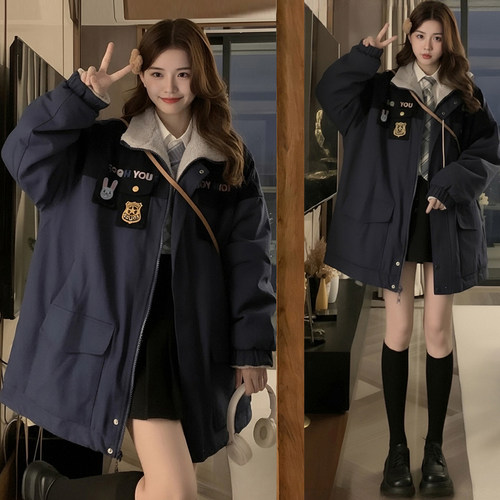 特大码小众设计感撞色开衫外套女