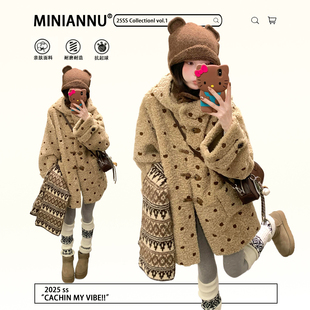 300斤大码 高级感加厚羊羔毛外套女胖mm宽松保暖连帽棉袄外套 女装