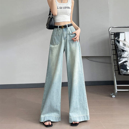 慵懒风休闲百搭牛仔裤女大码胖mm