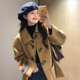 胖mm小众高级感牛角扣呢子大衣女秋冬气质百搭中长款 大码 女装 外套