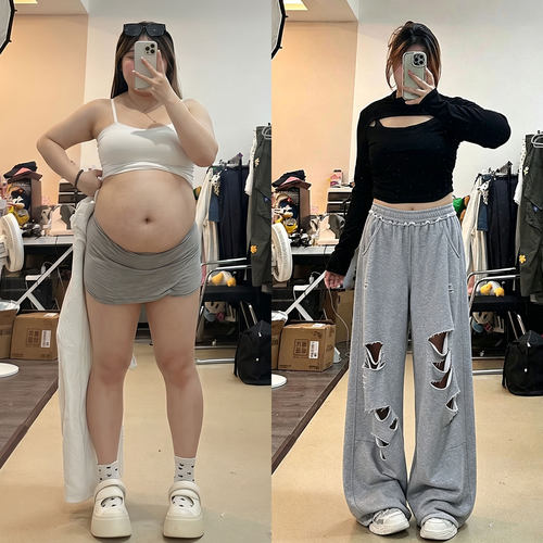 大码女装不贴腿宽松显瘦阔腿裤女