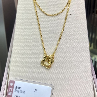 六福珠宝光影金碎金黄金套链项链
