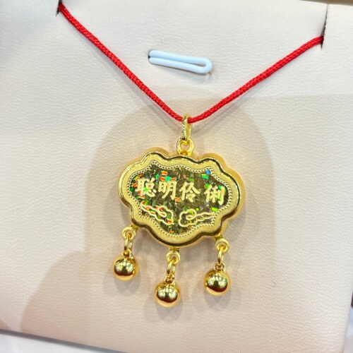 TSL谢瑞麟代购 足金999聪明伶俐炫彩宝宝锁黄金吊坠挂坠 专柜正品