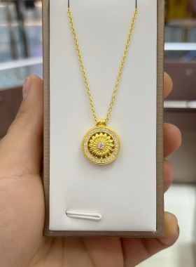 六福珠宝福满传家足金点钻项链