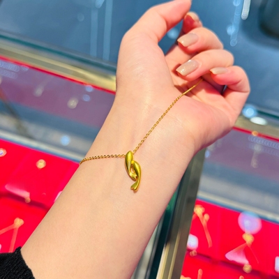 六福珠宝代购 足金999双鱼年年有鱼黄金项链套链 新款专柜正品