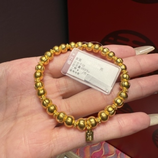 六福珠宝代购 福满传家系列古法足金999黄金手链手串 专柜正品