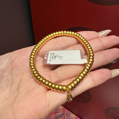 六福珠宝算盘珠金珠足金手链手串