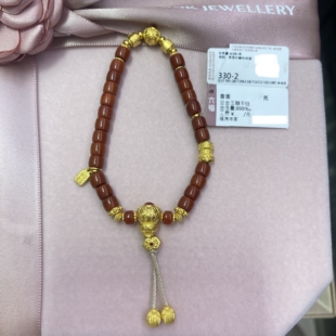 六福珠宝代购 福满传家系列足金999葫芦黄金玉髓手链手串专柜正品