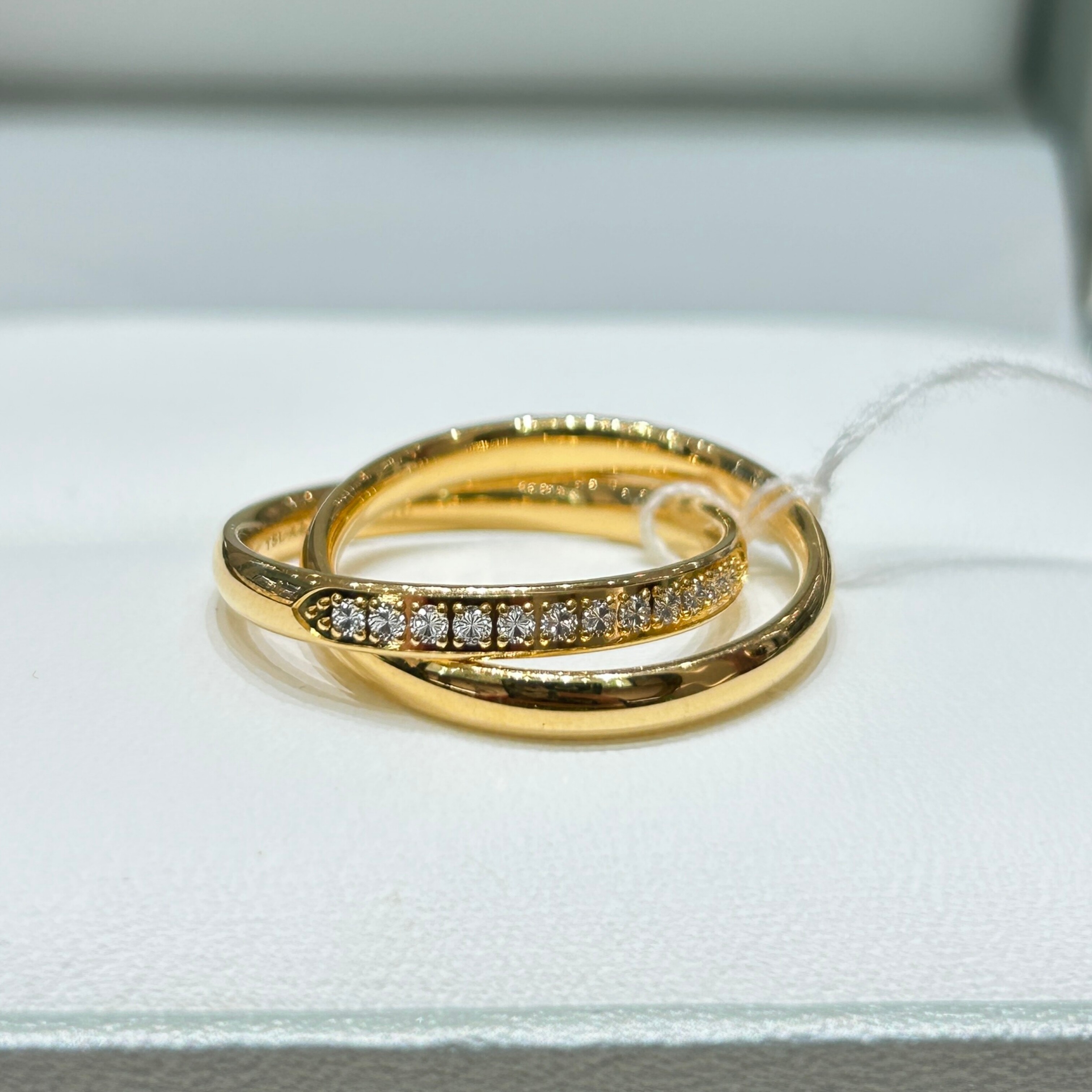 TSL谢瑞麟代购 足金999环环相扣双圈黄金戒指女 百搭专柜正品克减