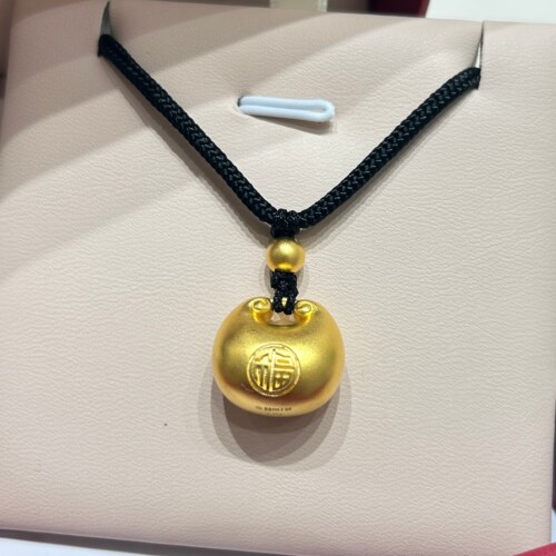 TSL谢瑞麟代购 足金999古法福袋小胖福黄金吊坠挂坠 专柜正品