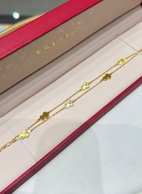 TSL谢瑞麟代购 足金999亮面葫芦黄金手链手串女 专柜正品克减