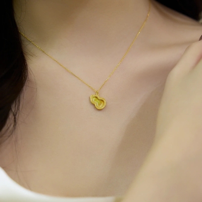 六福珠宝炫彩葫芦足金黄金项链
