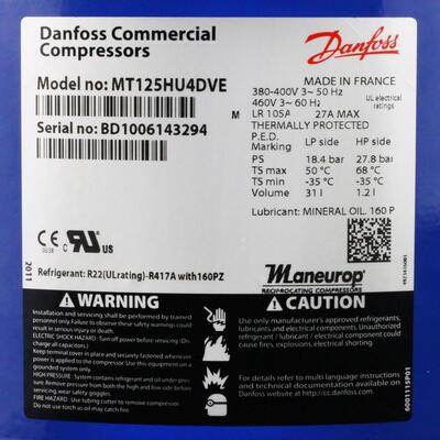 低温冷库压缩机MT160HW4DVE MT125HU4DVE MTZ100HS4DVE适用美优乐