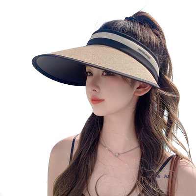韩版百搭草帽女防紫外线韩版遮阳空顶帽子遮脸防晒遮脸沙滩太阳帽
