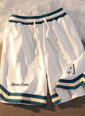 Casual Straight Letter Elastic Capris Men休闲直筒松紧五分裤