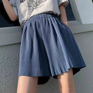 word wide Casual pants休闲高腰a字阔腿五分裤 waist leg high