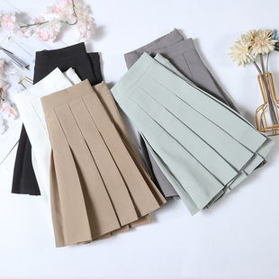 color word High skirt pure pleated 高腰纯色A字百褶裙 waist