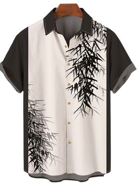 3D printed shirt with short sleeves 休闲3D印花短袖衬衫上衣男