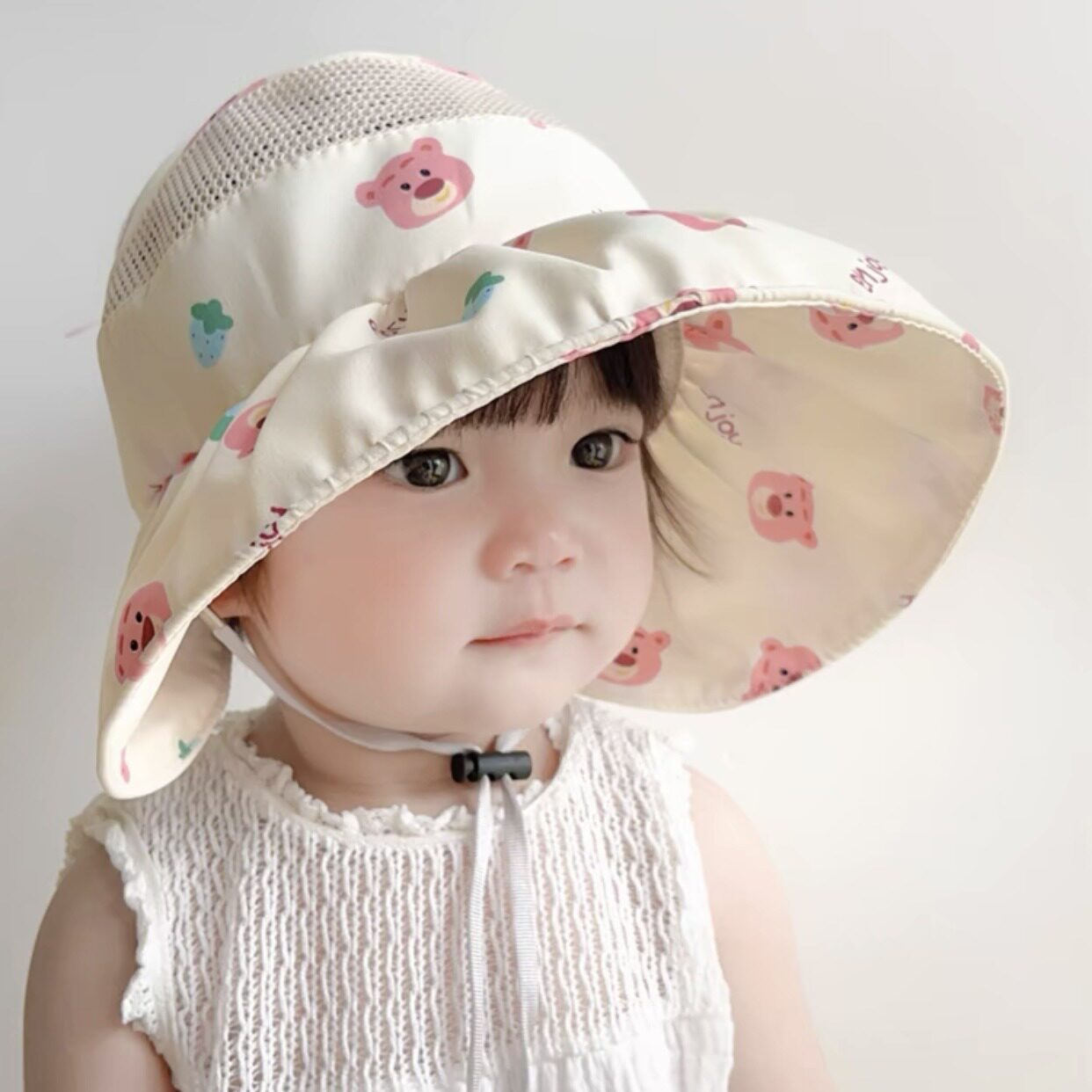 婴儿防晒帽子夏季外出空顶太阳帽男孩女宝宝小童大帽檐夏天遮阳帽