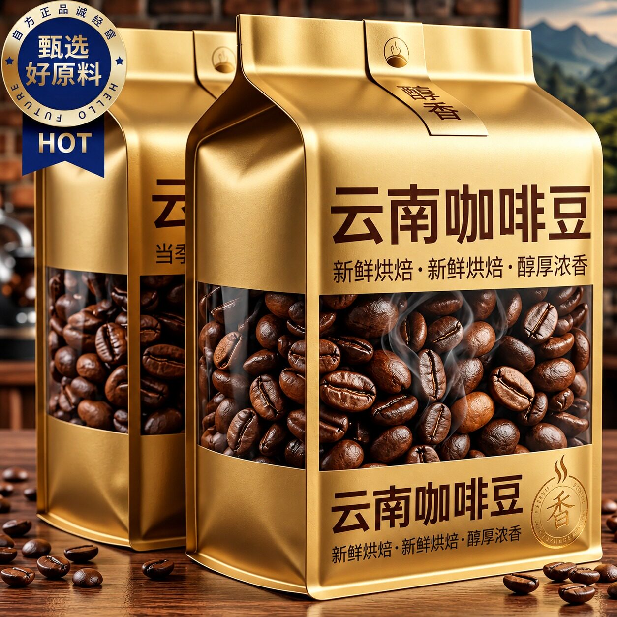 云南小粒咖啡豆云南意式咖啡豆农科院技术支持官方旗舰店精品烘培