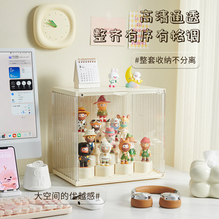 日本进口无印家用盲盒收纳展示架可叠加防尘透明磁吸手办展示盒泡
