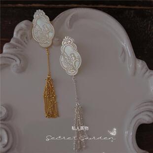 文艺复古精致中国风新中式螺钿炫彩贝壳喜鹊喜字耳饰925耳环耳夹