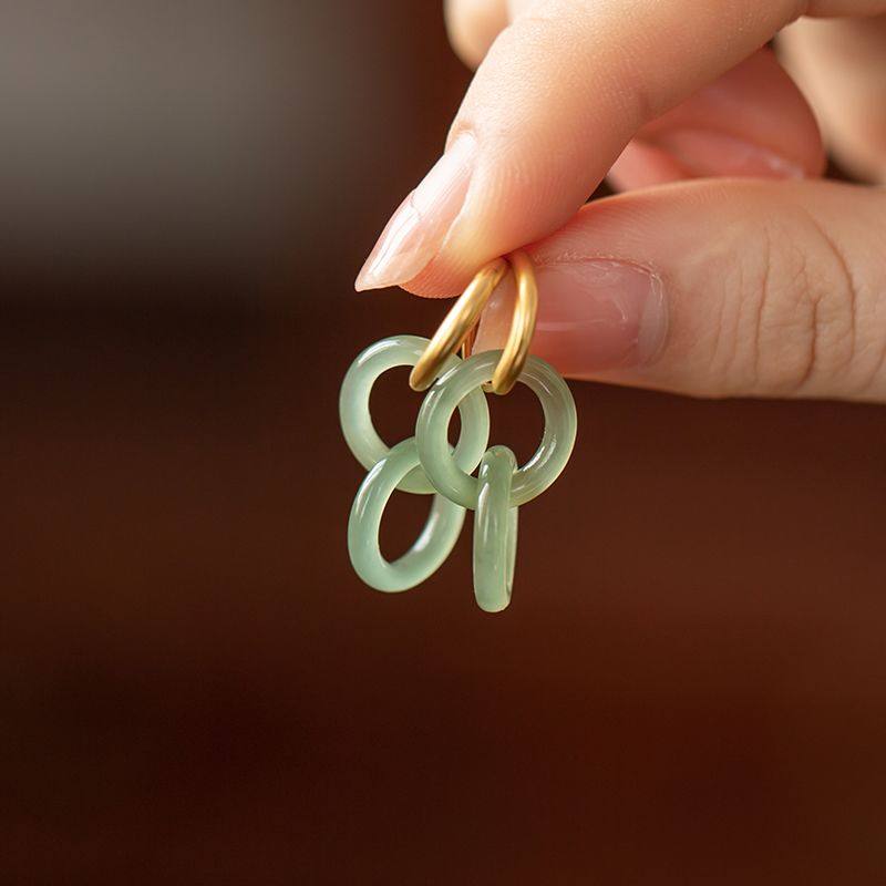 天然和田玉青玉晴水环环相扣耳坠苏工小众精致耳环耳饰女精致款,饰品/流行首饰/时尚饰品新,耳环,淘宝优惠券,粉丝福利购,淘宝优惠卷