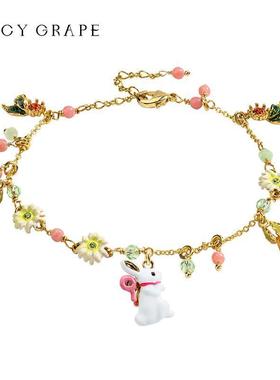 可爱小兔子胡萝卜手链女生肖兔动物手饰生日礼物