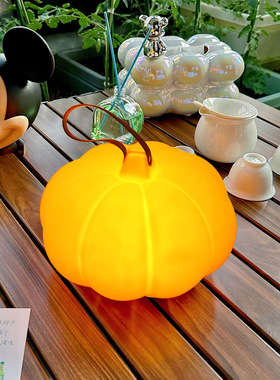 新款南瓜手提灯充电便携户外庭院花园氛围灯卧室书房创意小夜灯