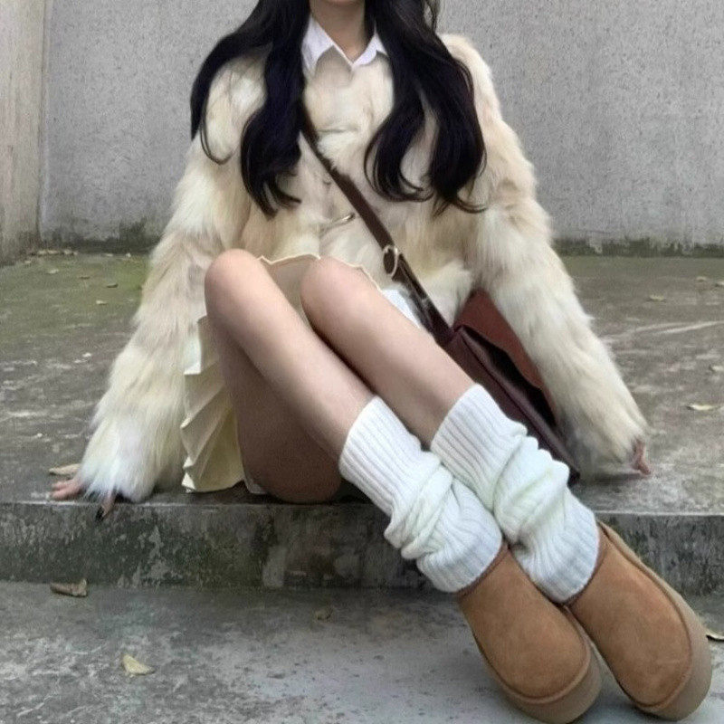 洋气环保仿狐狸毛皮草外套女冬短款时尚小个子加厚毛毛衣2024新款
