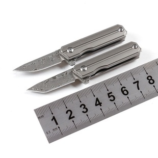 大马士革锋利迷你指挥官折刀EDC随身便携小刀钥匙扣折叠刀水果刀