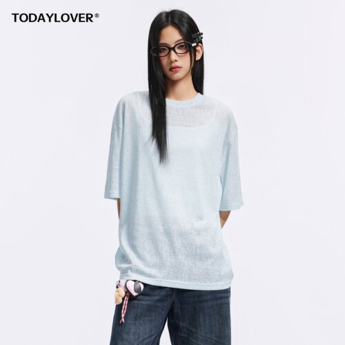TODAYLOVER纯色薄款短袖T恤女夏