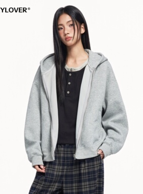 TODAYLOVER重磅连帽卫衣女春季美式潮牌宽松休闲百搭情侣开衫外套