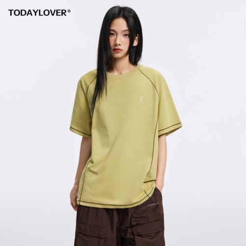 TODAYLOVER哈苏线圆领短袖T恤女