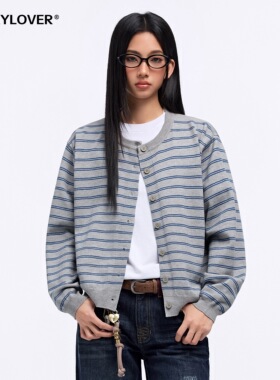 TODAYLOVER复古撞色条纹毛衣女春季美式cleanfit宽松开衫针织上衣
