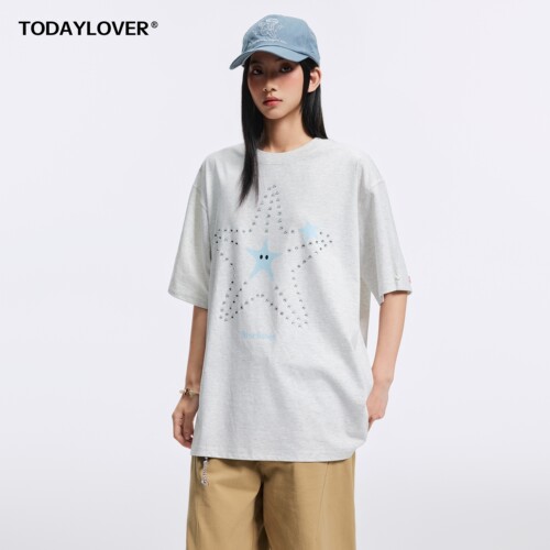 TODAYLOVER星星印花短袖T恤女夏
