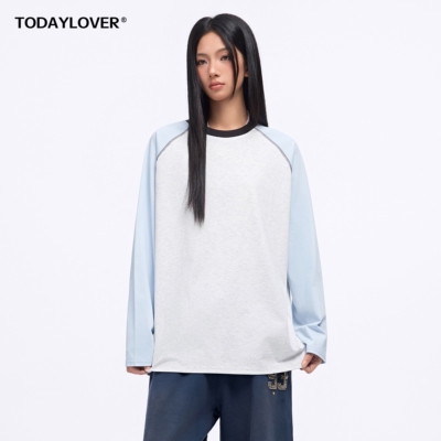 TODAYLOVER插肩袖圆领长袖T恤女