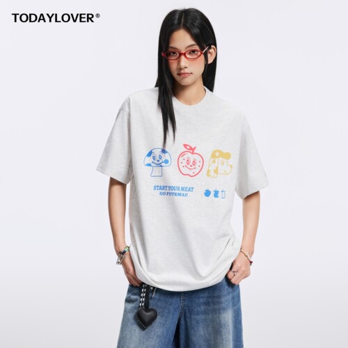 TODAYLOVER索罗娜圆领短袖T恤女