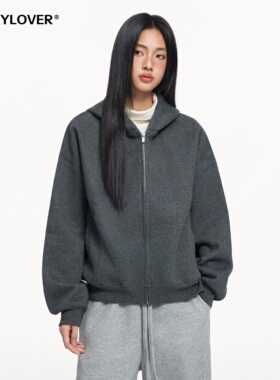 TODAYLOVER纯色连帽卫衣女春季美式复古cleanfit宽松开衫短款外套