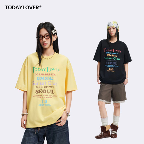 TODAYLOVER美式高街圆领短袖
